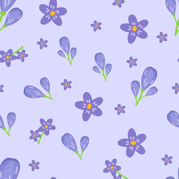 Lilac Flowers and leaf seamless pattern