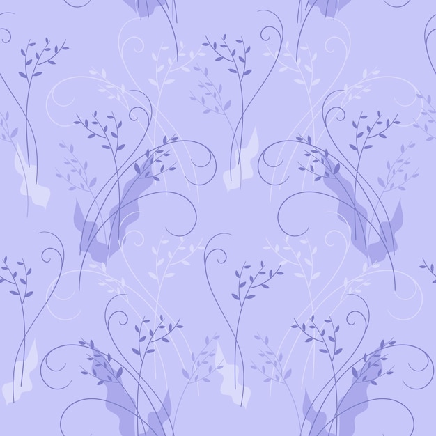 Lilac motif vector seamless pattern with lilac leaves on a soft lilac background