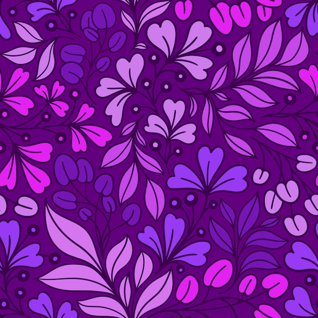 LILAC SEAMLESS VECTOR BACKGROUND WITH COLORFUL TWIGS OF PLANTS