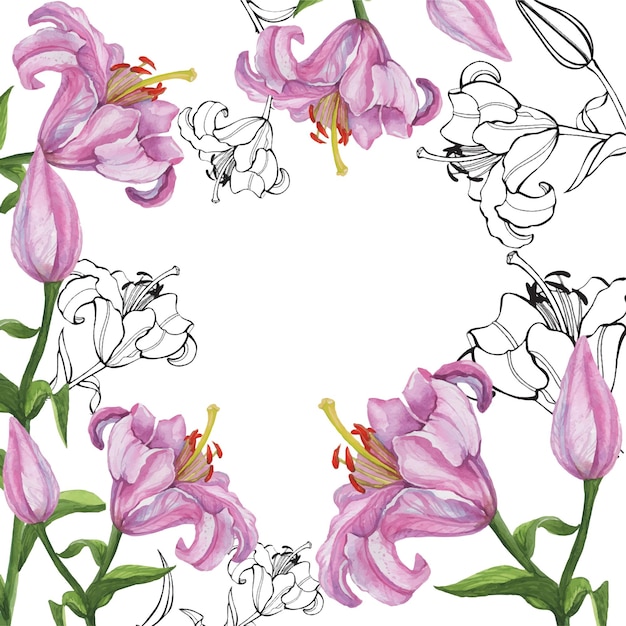 Lilies pattern frame