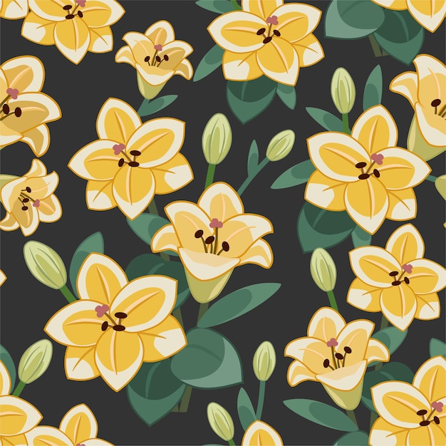 Lilies pattern Vector samless texture