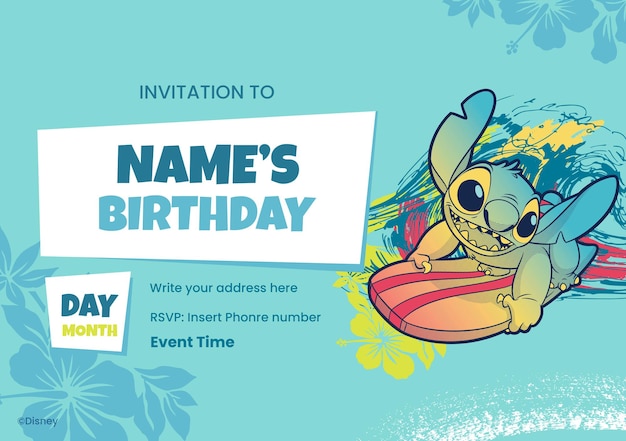 Vector lilo stitch party time invitation