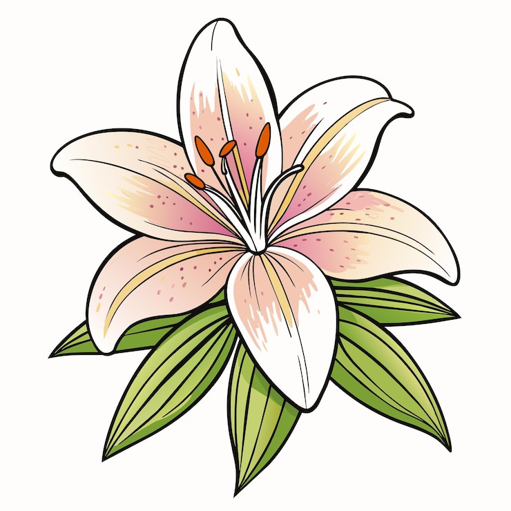 Vector lily cartoon style icon vector clipart illustration