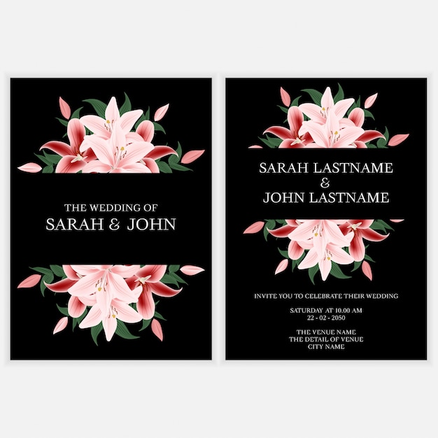 Lily floral wedding invitation card collection