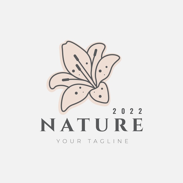 Giglio fiore bella linea organica botanica abstract logo design illustrazione vettoriale