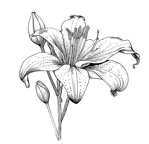 Sketch Realistic Lily Drawing Realistic Lily Flower Sketch Vintage Lily  Flower Outline Lily Flower Pencil Sketch Lilium Lily Vector Art Stock  Illustration - Download Image Now - iStock