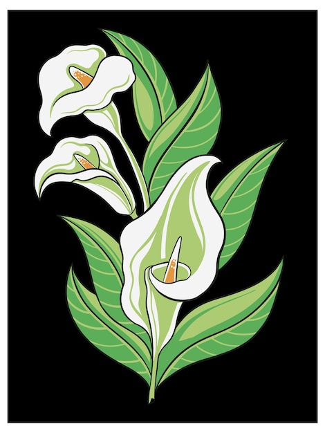 Vector lily flower vector design for ornament or element, editable color