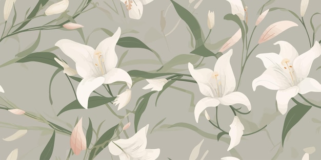 Lily flowers seamless pattern Floral pattern design illustration for fashion decoration fabric