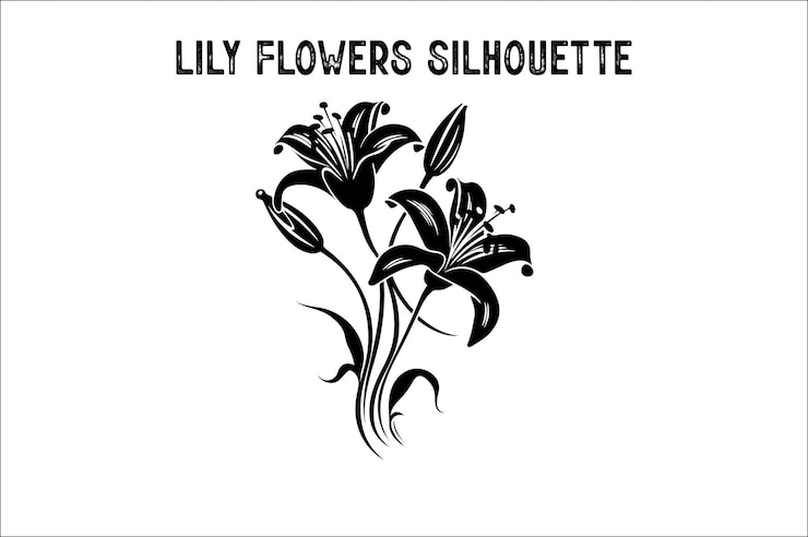 Vector lily flowers silhouette vector isolated on a white background lily flowers silhouette