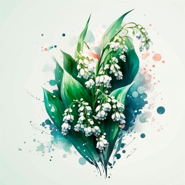 Lily of the valley watercolor illustration