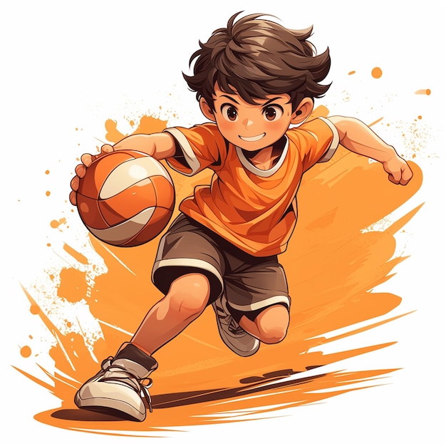 A Lima boy plays handball in cartoon style