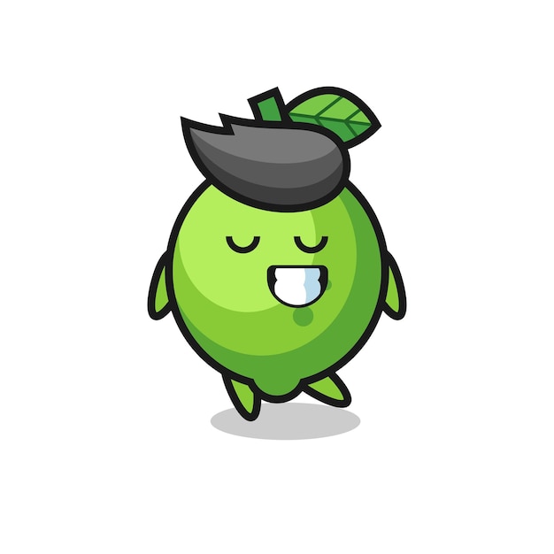 Lime cartoon illustration with a shy expression