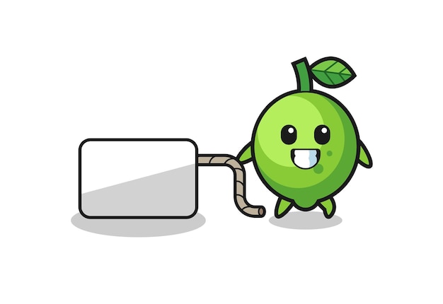 Lime cartoon is pulling a banner , cute design