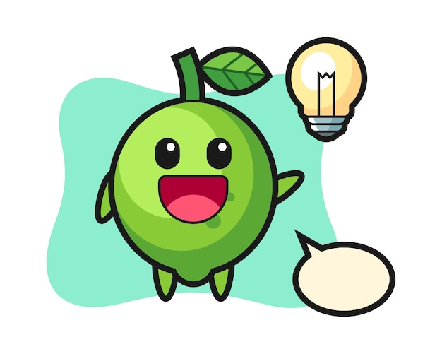 Lime character cartoon getting the idea, cute style , sticker, logo element