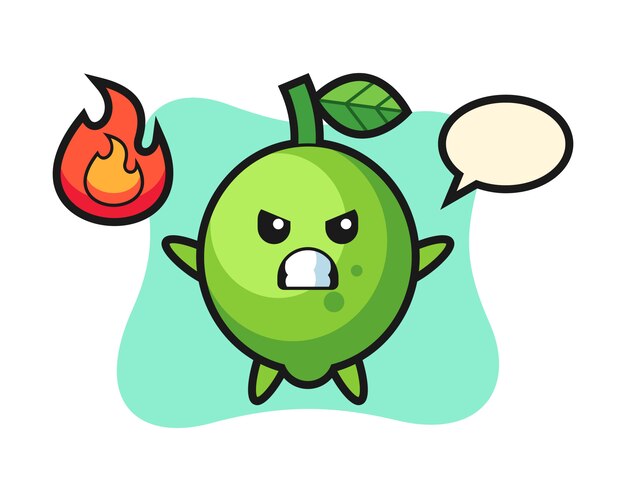 Vector lime character cartoon with angry gesture, cute style , sticker, logo element