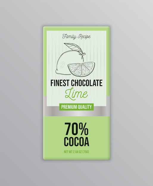 Lime chocolate packaging label template