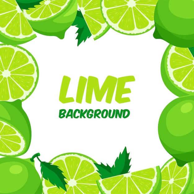 Vector lime frame pattern exotic summer background concept in a trendy flat style