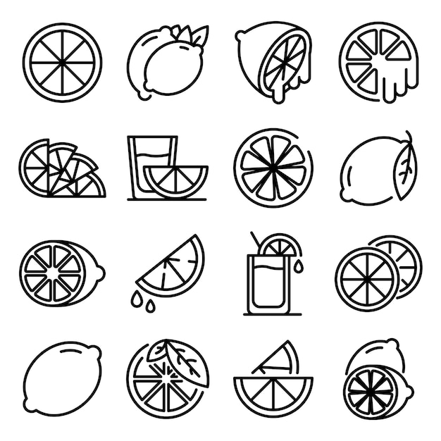 Lime icons set, outline style