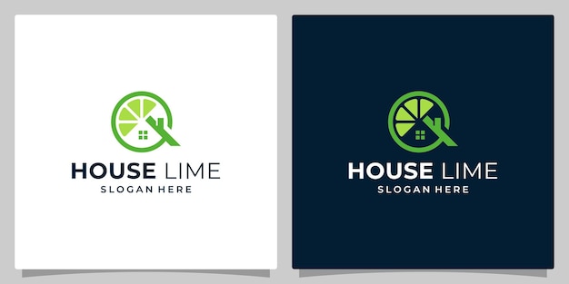 家の建物のロゴのベクトルのデザイン テンプレートとライムのロゴのデザイン テンプレート