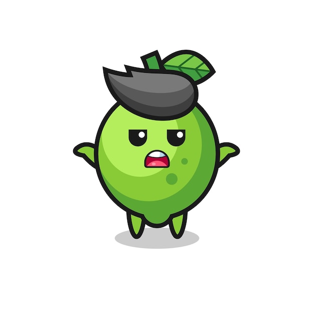 Lime mascot character saying i do not know , cute style design for t shirt, sticker, logo element