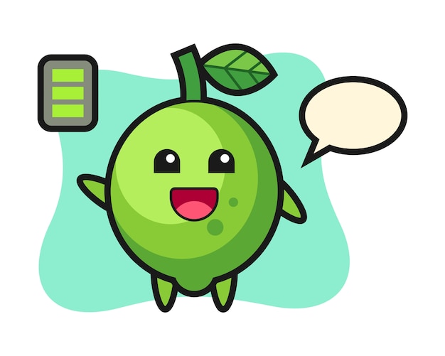 Lime mascot character with energetic gesture, cute style , sticker, logo element