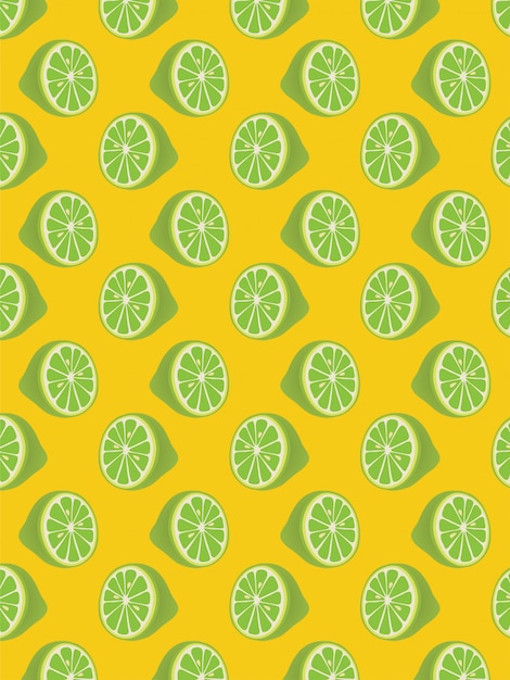 Lime seamless pattern on yellow