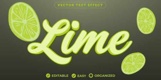 Lime-teksteffect volledig bewerkbaar lettertype-teksteffect