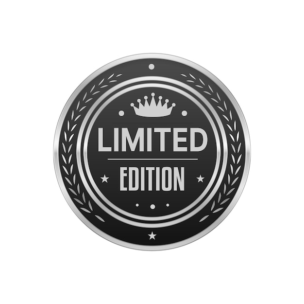 Vector limited edition silver badge with laurel and crown