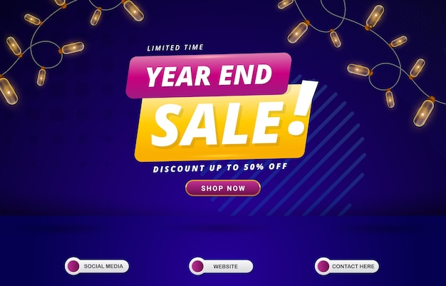 Limited end of year sale template banner with blank space for product with abstract blue gradient background design