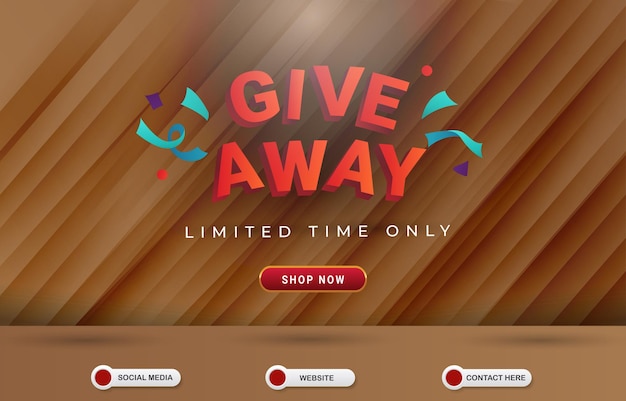 Limited giveaway template banner with blank space for product sale with abstract gradient brown background design