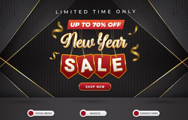 Vector limited new year sale discount template banner with blank space for product sale with abstract black gradient background design