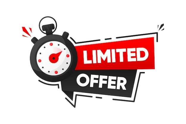 Limited Offer banner with countdown Super promo label with timer clock Last offer for sale promotion