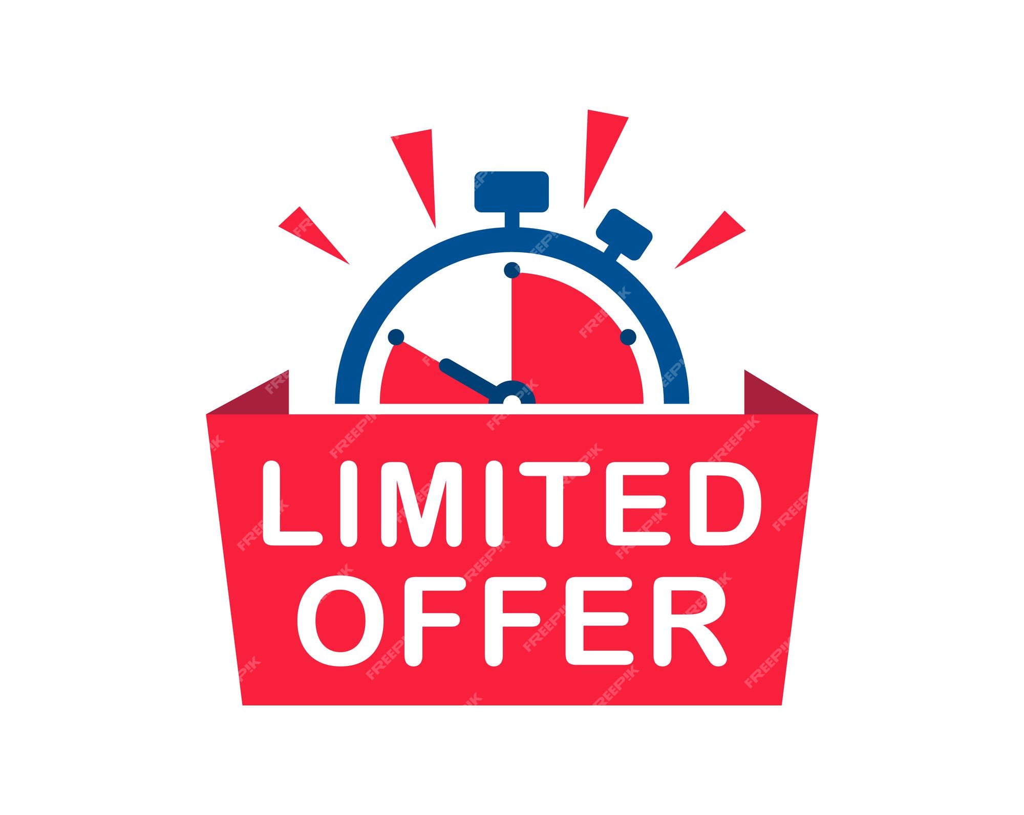 Last minute limited offer with clock for sale promo, button, logo or banner  or red background. Hurry up sale label with time countdown for limited offer  sale or exclusive deal. Special offer