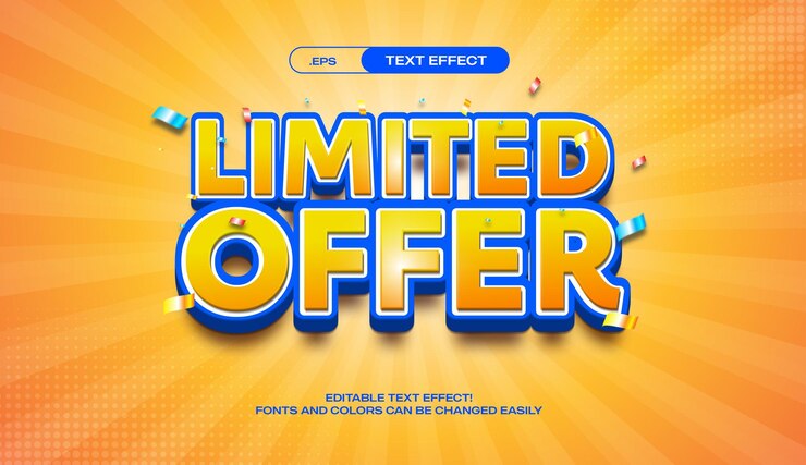 Vector limited offer big sale text effect eps format editable text template