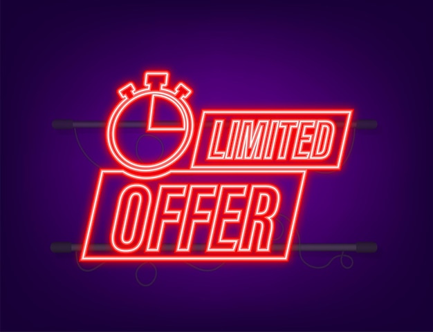 Offerta limitata, ottimo design per qualsiasi scopo. icona al neon. miglior prodotto. illustrazione di riserva di vettore.