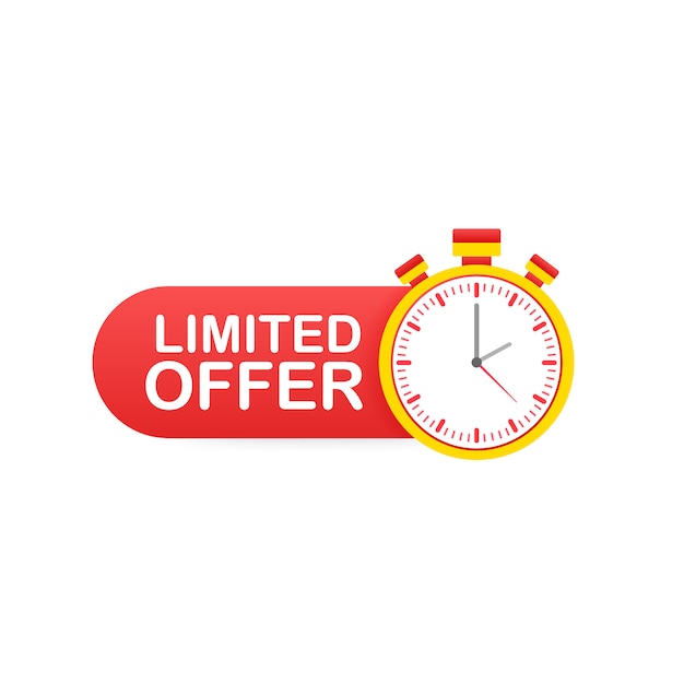 Limited Offer Labels. Alarm clock countdown logo. Limited time offer badge. 