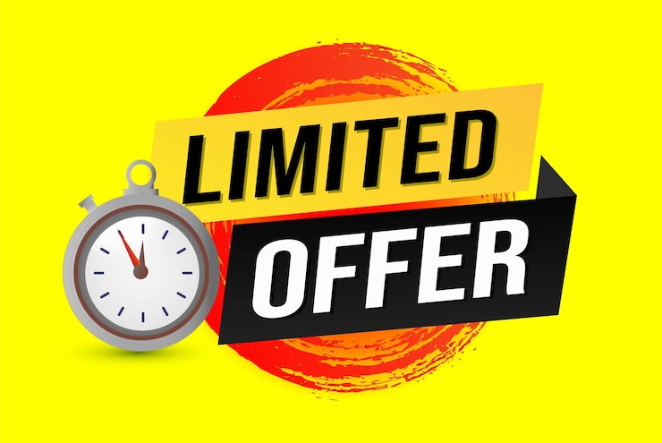 Vector limited offer vector illustration with lines 3d style for social media landing page template ui