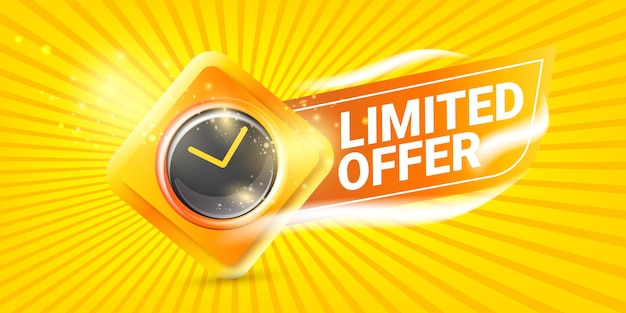 Limited offer with alarm clock banner design template