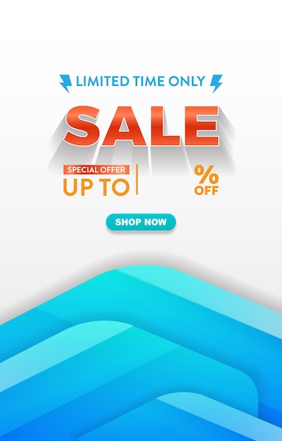 limited sale discount template banner with copy space for product sale with abstract gradient blue and white background design 3