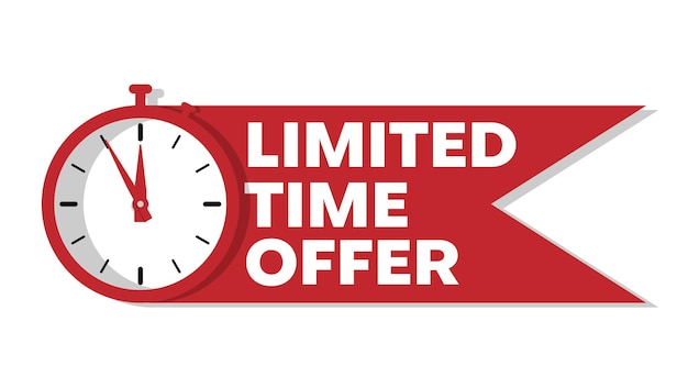 Vector limited time offer vector design in red and black with stop watch