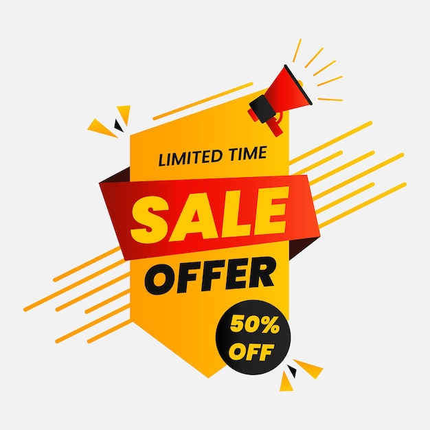 Vector limited time sale offer 50 percent off banner design