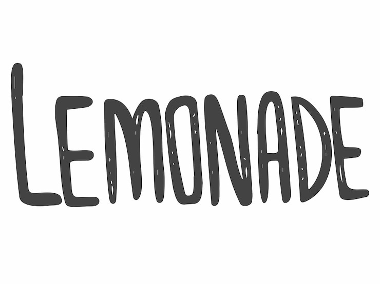 Vector limonade belettering met citroen label borstel kalligrafie van woord limonade verse koude zelfgemaakte zoete citroen vers drankje vector illustratie van tag bange sticker logo citroensiroop citroensap
