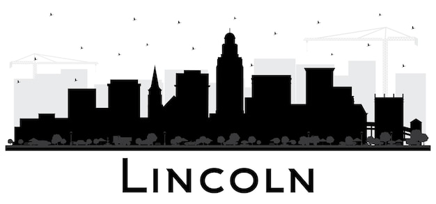 Lincoln Nebraska City Skyline Silhouet met zwarte gebouwen geïsoleerd op wit