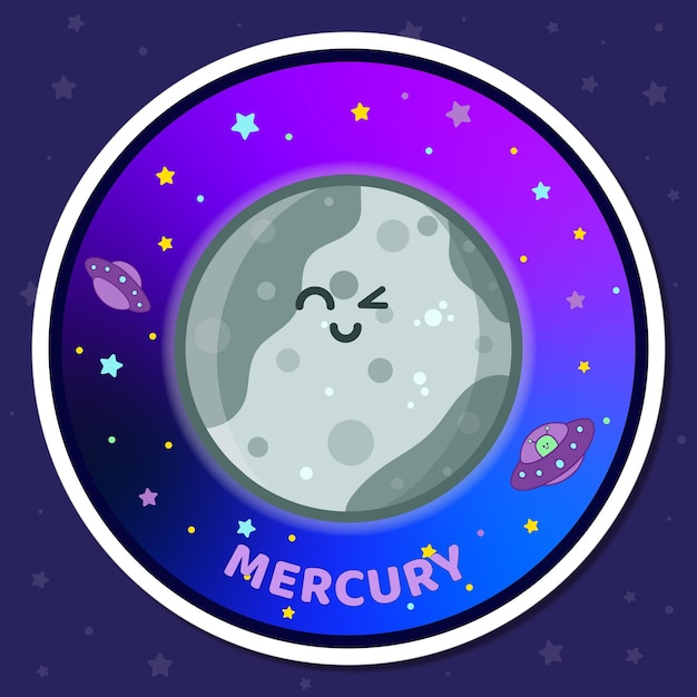 Vettore linda pegatina del sistema solare pianeta mercurio
