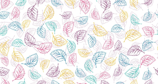 Linden birch or basil leaves outline vector seamless pattern gr