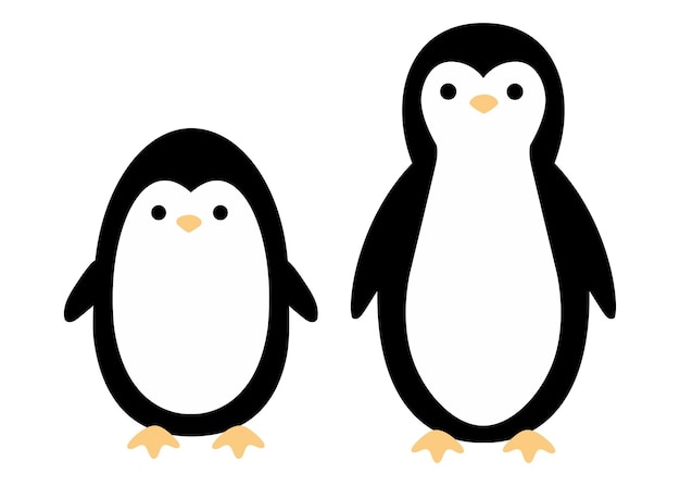 Lindo bebe pinguino dibujos animados agitando aislado sobre fondo blanco ilustracion infantil arte vectorial