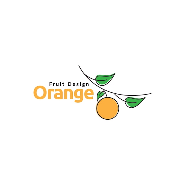 Line abstract branch orange fruit logo design vector graphic symbol icon illustration creative idea