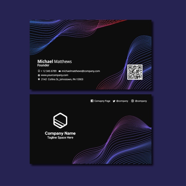 Vector line abstract business card