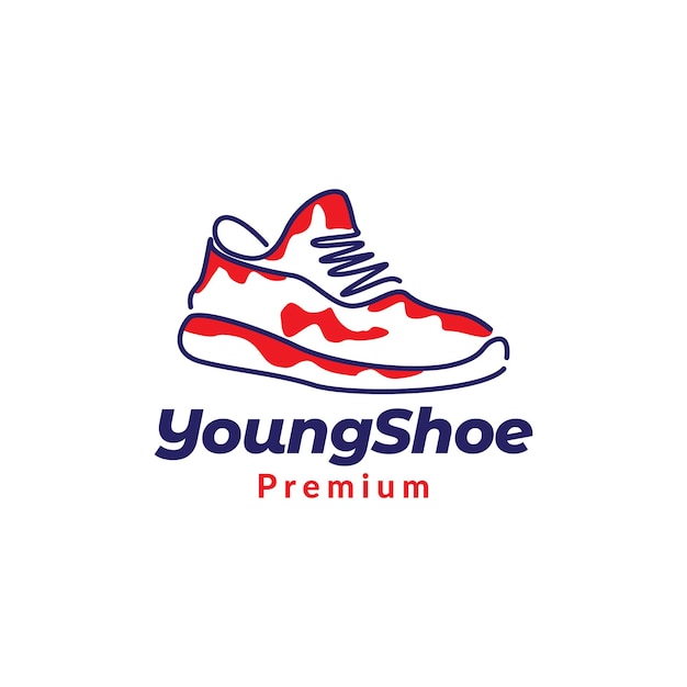 Vector line abstract red young shoe sneaker logo design vector graphic symbol icon sign illustration