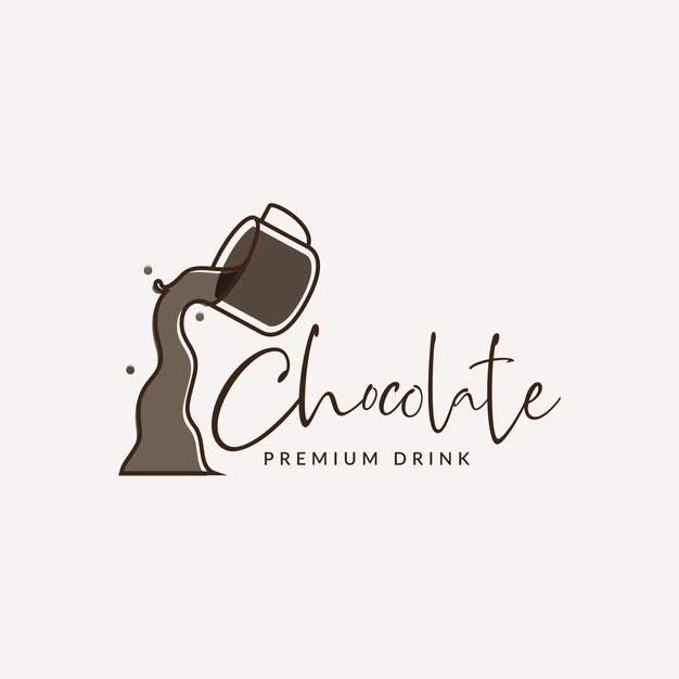 Linea astratta con bevanda calda al cioccolato logo design grafico vettoriale icona simbolo illustrazione idea creativa